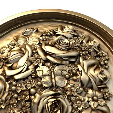 Art panel (Roses in a round locket, PD_0303) 3D models for cnc